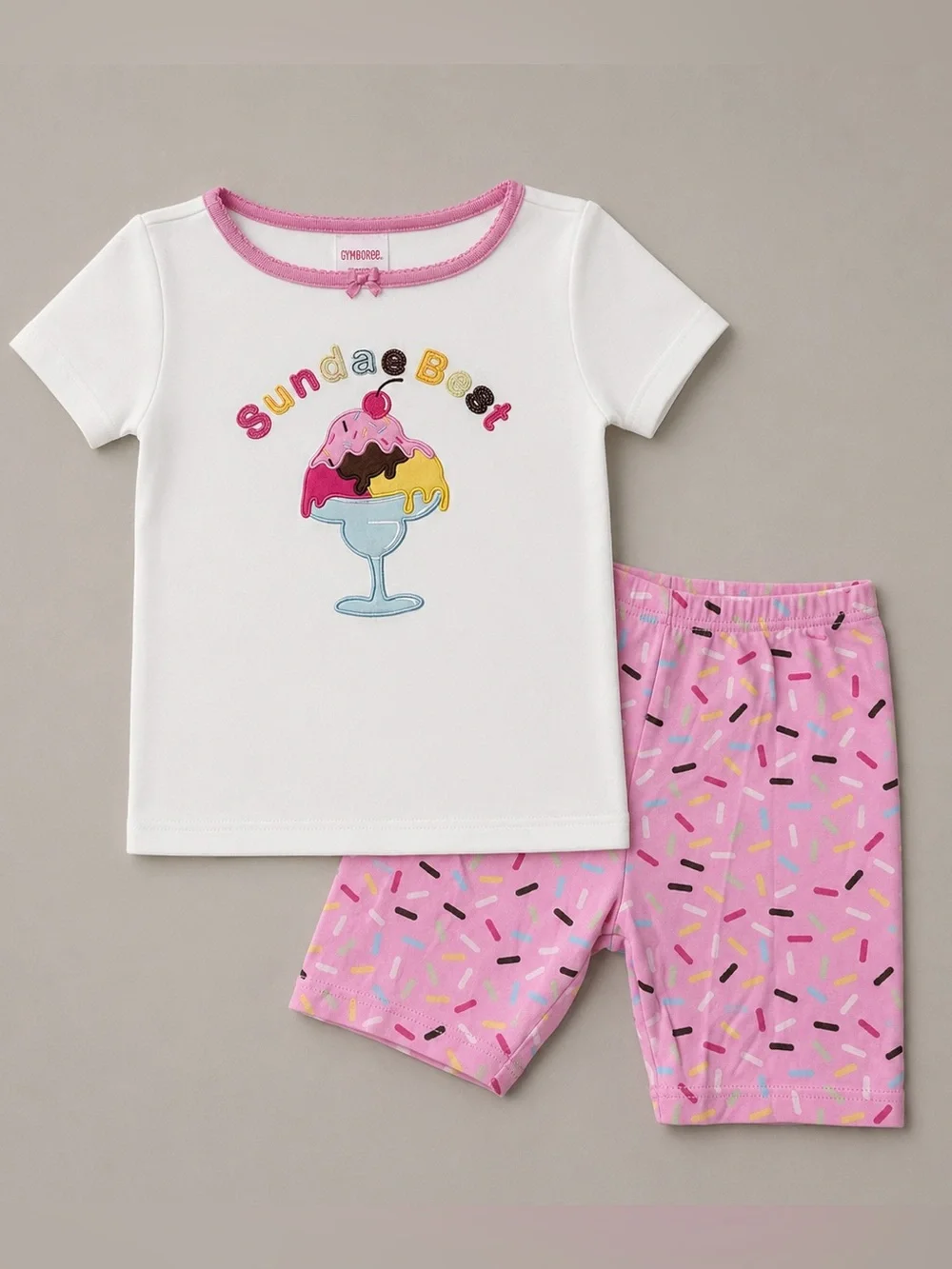 Gymboree Sundae Best Ice Cream PJ Pajama Set Girls 5 Summer Shorts Tee Sprinkles
